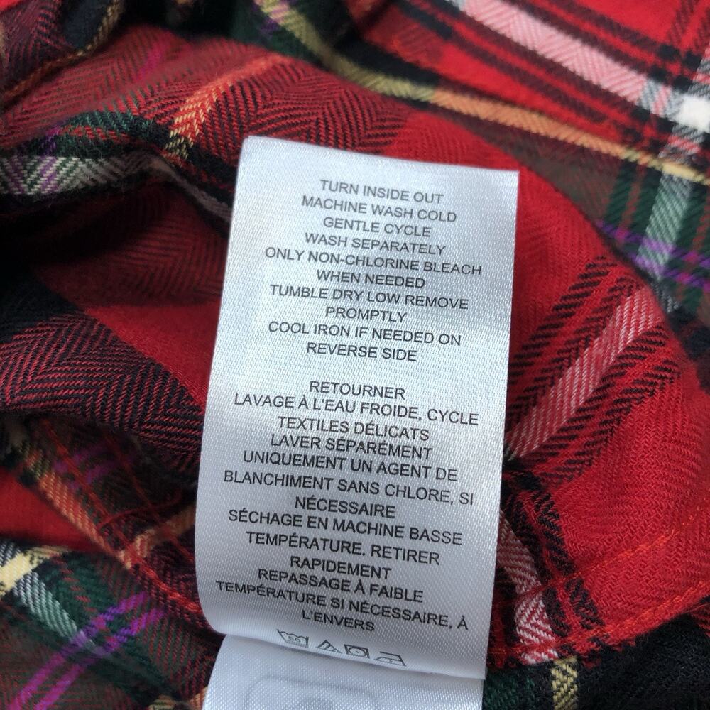 Lauren Ralph Lauren Womens Plaid Pajama Set SIZE SMALL Red Button Up Long Sleeve - Picture 8 of 16